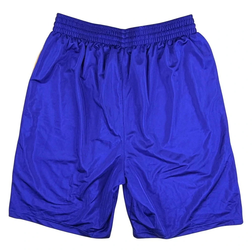 Adidas‎ Basketball Dazzle Sparkle Shorts Men XL Long Blue Yellow Striped VTG 10